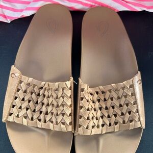 OlukaiChic Woven Slide Sandals in Brown